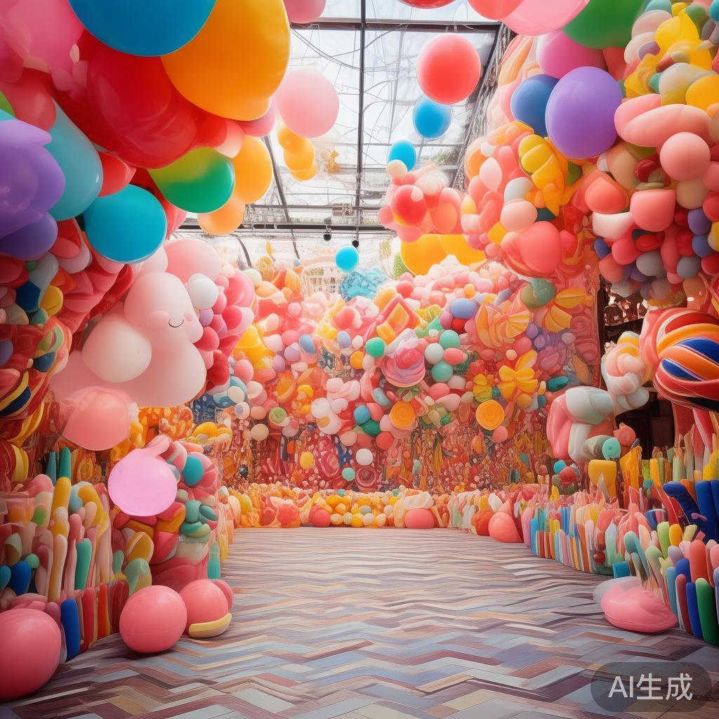 毛绒糖果派对:充满甜蜜萌趣的缤纷欢乐盛会 在设计中,强调的是“萌趣”元素的融合。例如,用巨型
